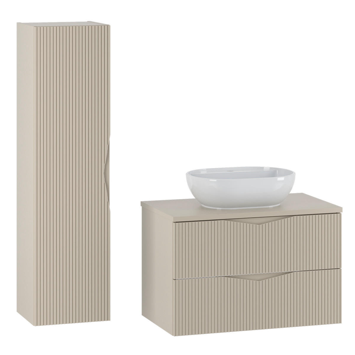 BADMÖBEL Tao 2er-Set Kaschmir - Beige, Holzwerkstoff (80.6/52.2/46.5cm) - Petits-meubles