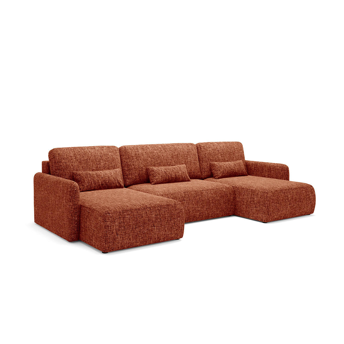 PANORAMASOFA Lazare 4 Sitzplätze Terracotta - Orange, Holz (290/86/148cm) - Petits-meubles