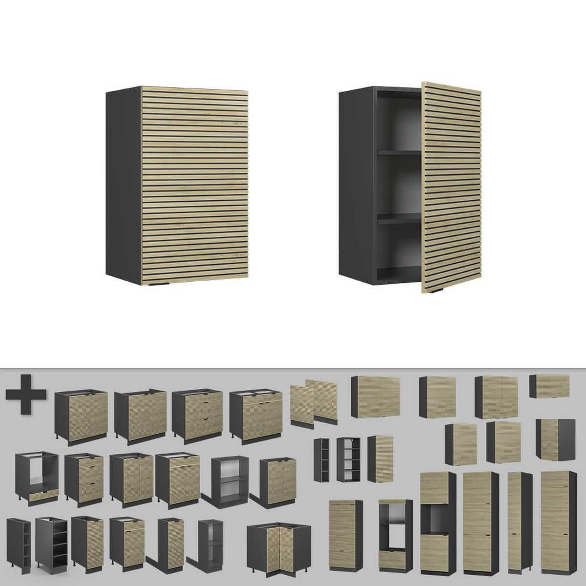 VĚŠÁK NA STĚNU Fame-Line Dubový panel - antracitová/barva dubu, kompozitní dřevo (45/72/34.1cm) - Vicco