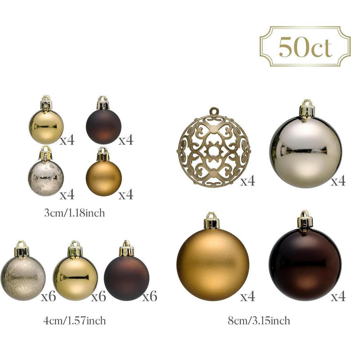 WEIHNACHTSKUGELN 50-teiliges Set Bronze - Bronzefarben, Kunststoff (8/8/8cm)