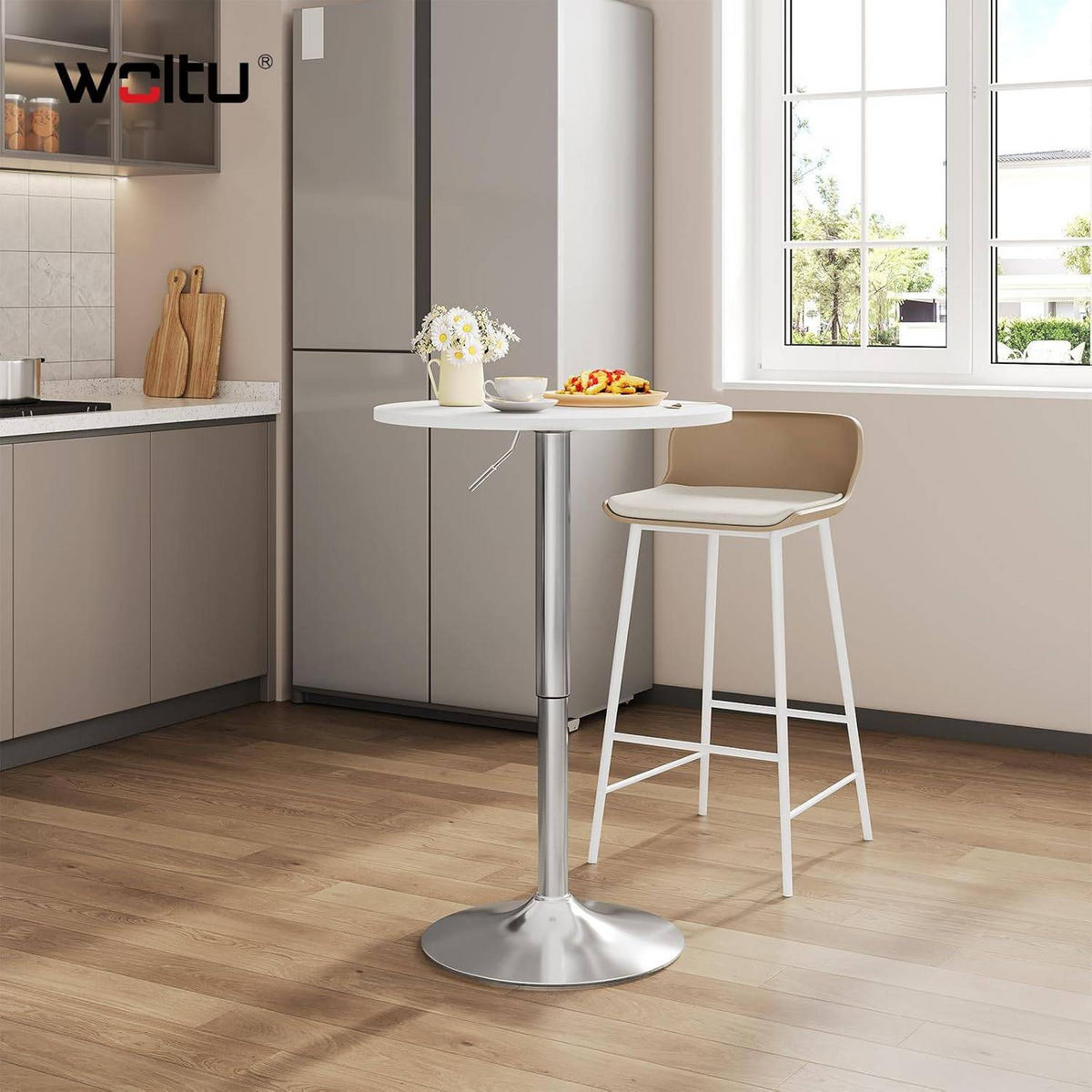 BARTISCH Stehtisch, Bistrotisch aus MDF Metall, 60x60x91cm - Weiß, Holzwerkstoff/Metall (60/60/91cm) - Woltu