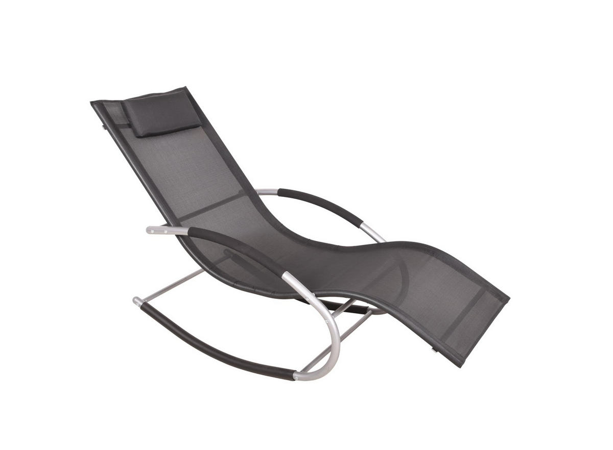 SCHAUKELLIEGE Anika Stahl Schwarz Kunststoff Sonnenliege - Schwarz, Kunststoff (62/89/160cm) - DELUKE