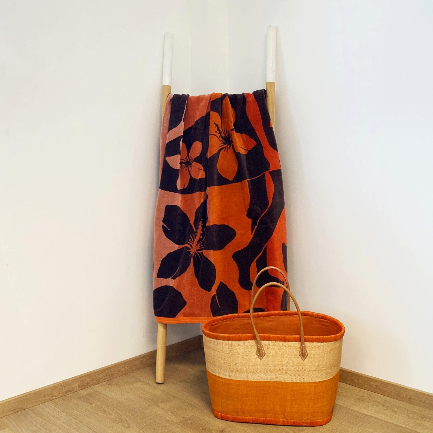 STRANDTUCH Frottee Velours Jacquard Orange 90x170 400g/m² - Moody - Orange, Textil (170/90cm) - LE COMPTOIR DE LA PLAGE