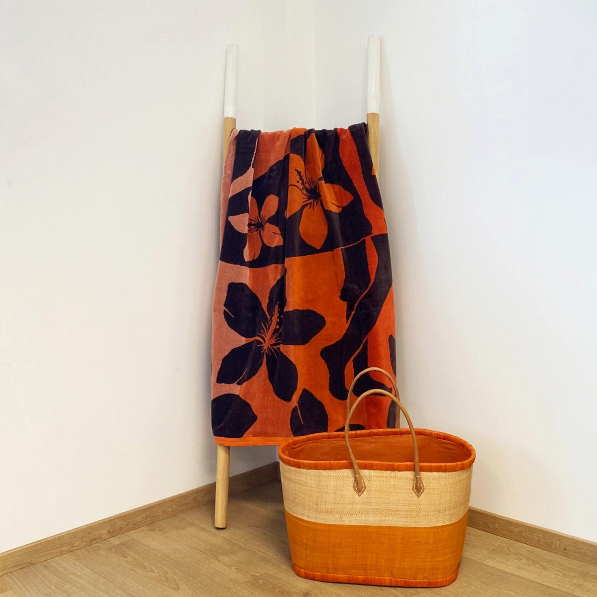 STRANDTUCH Frottee Velours Jacquard Orange 90x170 400g/m² - Moody - Orange, Textil (170/90cm) - LE COMPTOIR DE LA PLAGE
