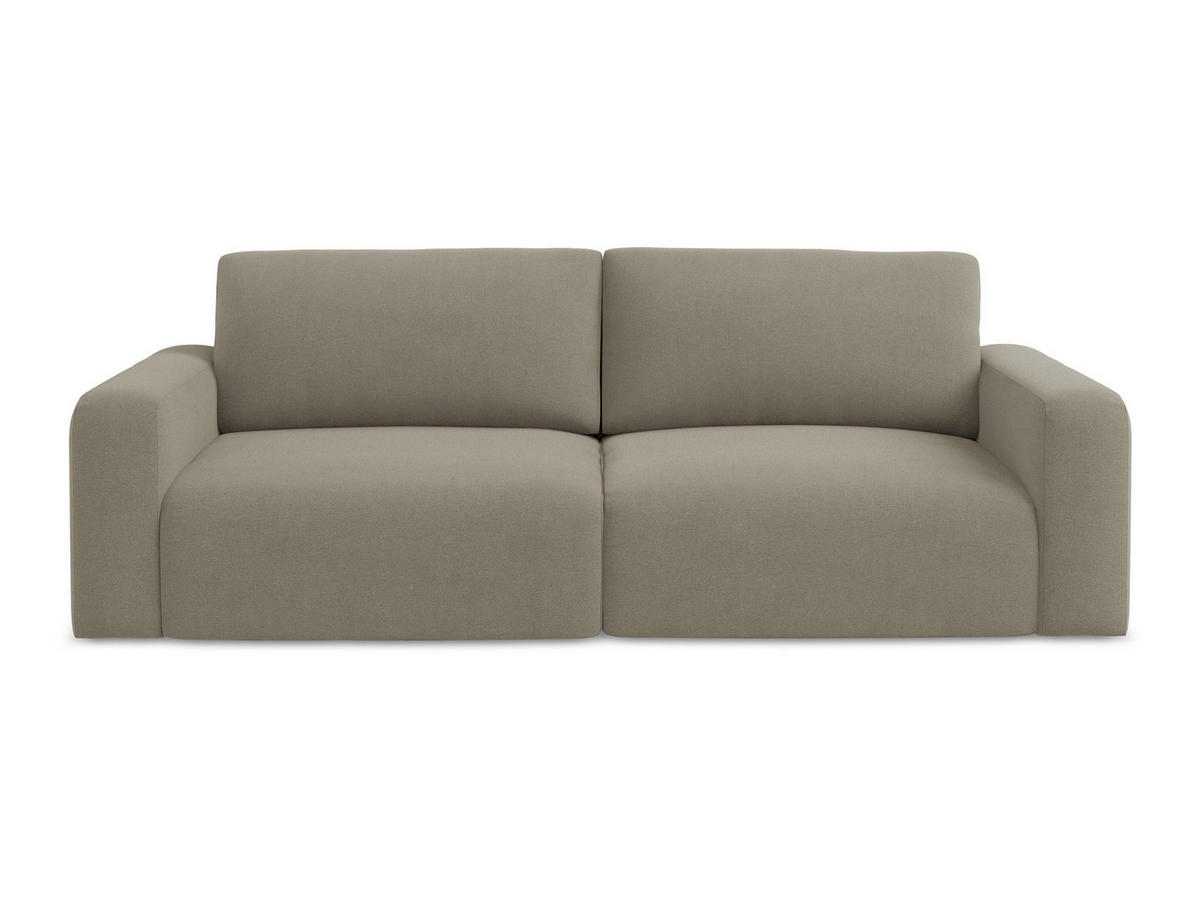 3-SITZER SOFA mit Schlaffunktion Strukturstoff Stoff Beige - Beige/Schwarz, Kunststoff/Textil (244/79/102cm) - Makamii