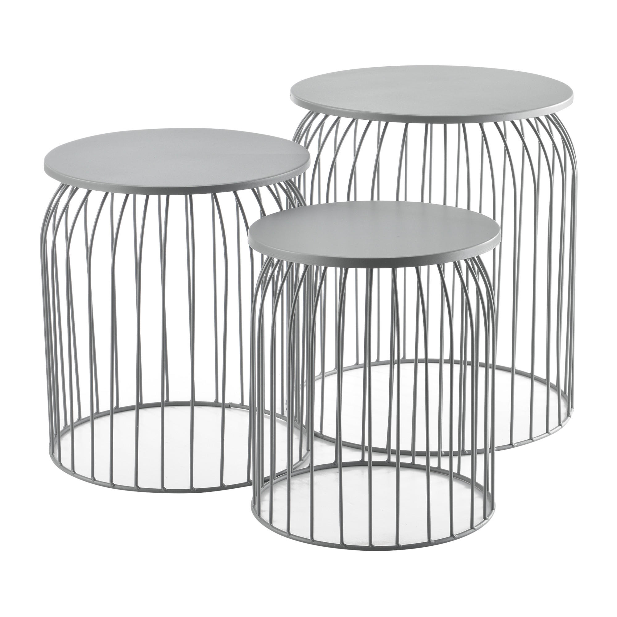 BEISTELLTISCH Amherst 3er Set - Hellgrau, Metall (40/40/46cm) - [en.casa]