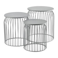 BEISTELLTISCH Amherst 3er Set - Hellgrau, Metall (40/40/46cm) - [en.casa]