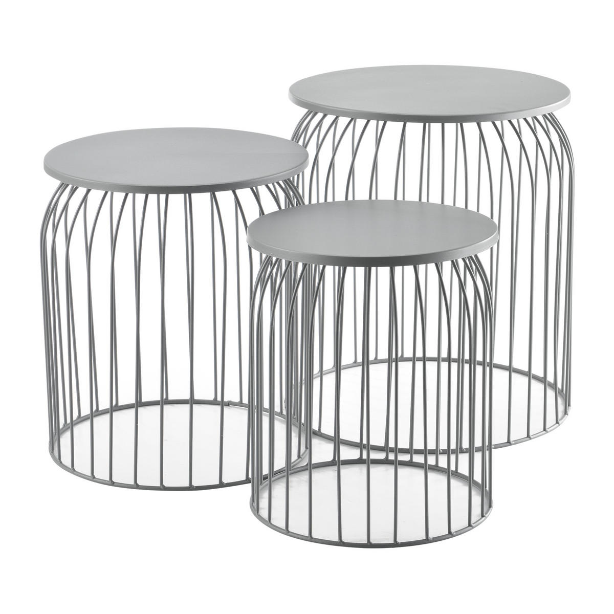 BEISTELLTISCH Amherst 3er Set - Hellgrau, Metall (40/40/46cm) - [en.casa]