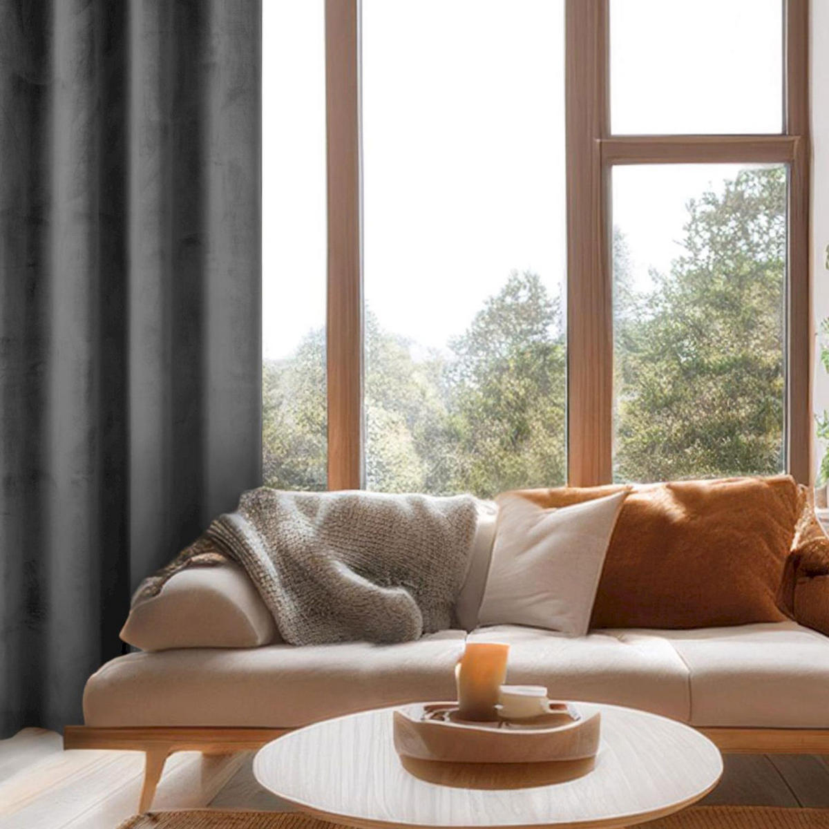 ÖSENVORHANG VELVET SIGNATURE - Anthrazit, Textil (140/1/250cm) - Tom Tailor