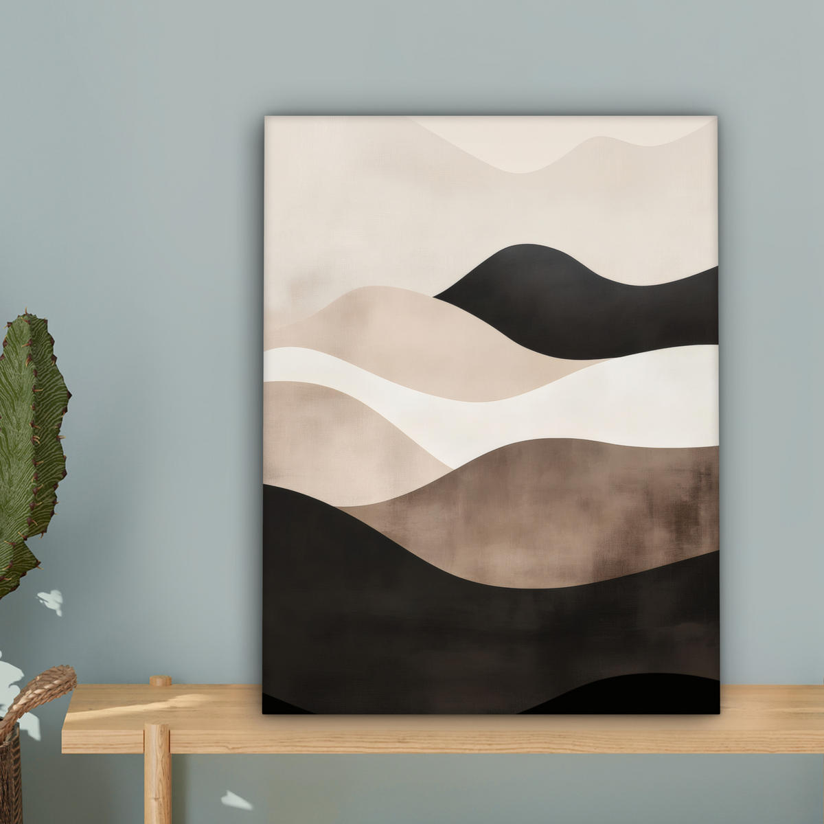 LEINWANDBILD Abstrakt - Landschaft - Wellen - Cremefarben 30x40 cm - Cappuccino, Textil (30/40cm) - MuchoWow