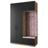 GARDEROBENSCHRANK REMA 150/240/60 cm Modern Garderobe-Set Eiche Lefkas - Eichefarben/Lila, Holzwerkstoff (150/240/60cm) - MASSENO