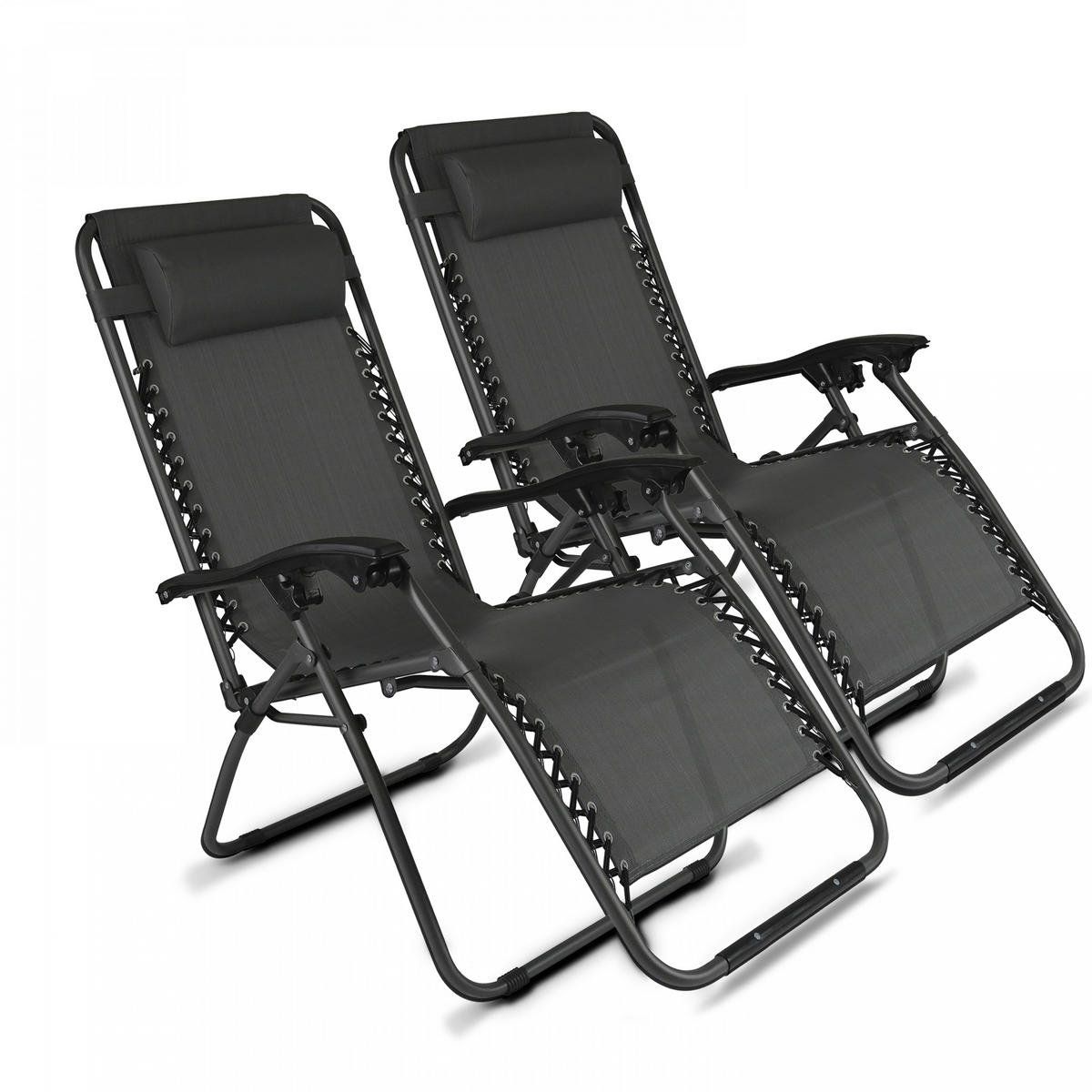 LOUNGESESSEL 2-tlg., Grau - Grau, Metall (160/110/65cm) - Oviala