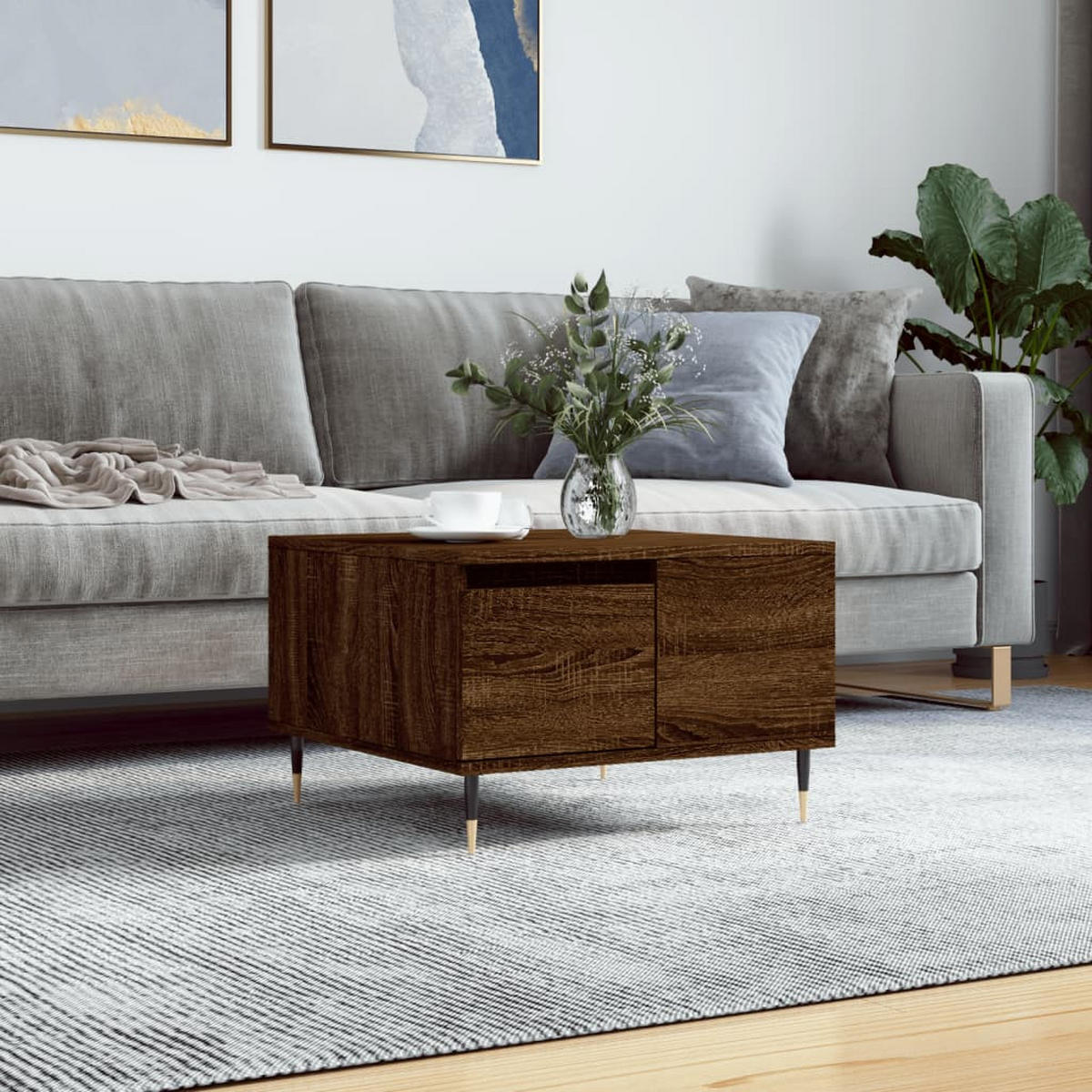 COUCHTISCH Braun Eichen-Optik 55x55x36,5 cm Holzwerkstoff - Braun, Holzwerkstoff (55/55/36.5cm) - furnicato