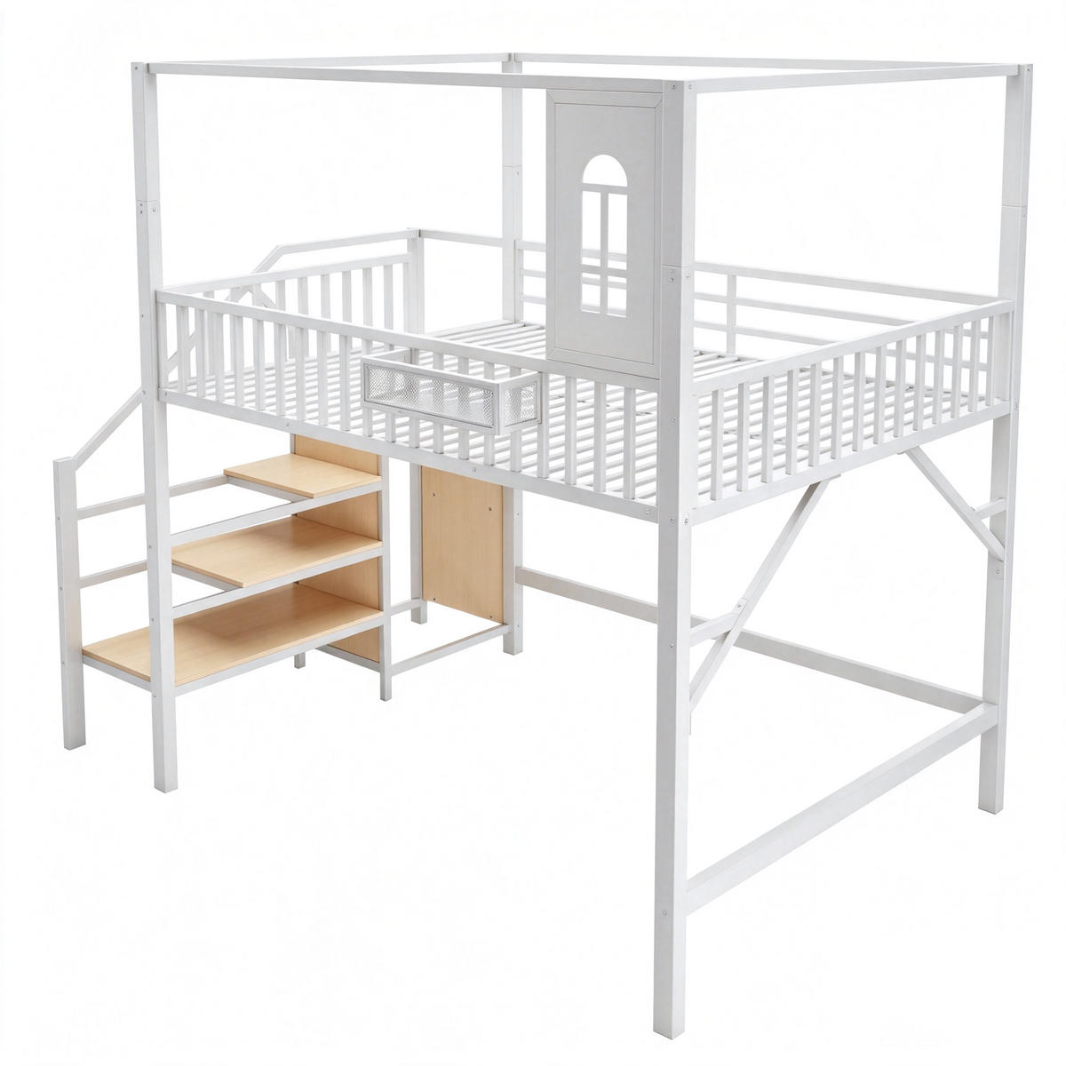 HOCHBETT 140/200 cm Metall mit Dachdesign, DE-41586, in Weiß - Weiß, Metall (140/200cm) - ComfortXL