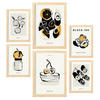 POSTER Set Mit 6 Schwarzer Tintensnack Größe A3 & A4 Rahmen aus hellem Holz - Beige, Papier (29.7/1cm) - Nacnic