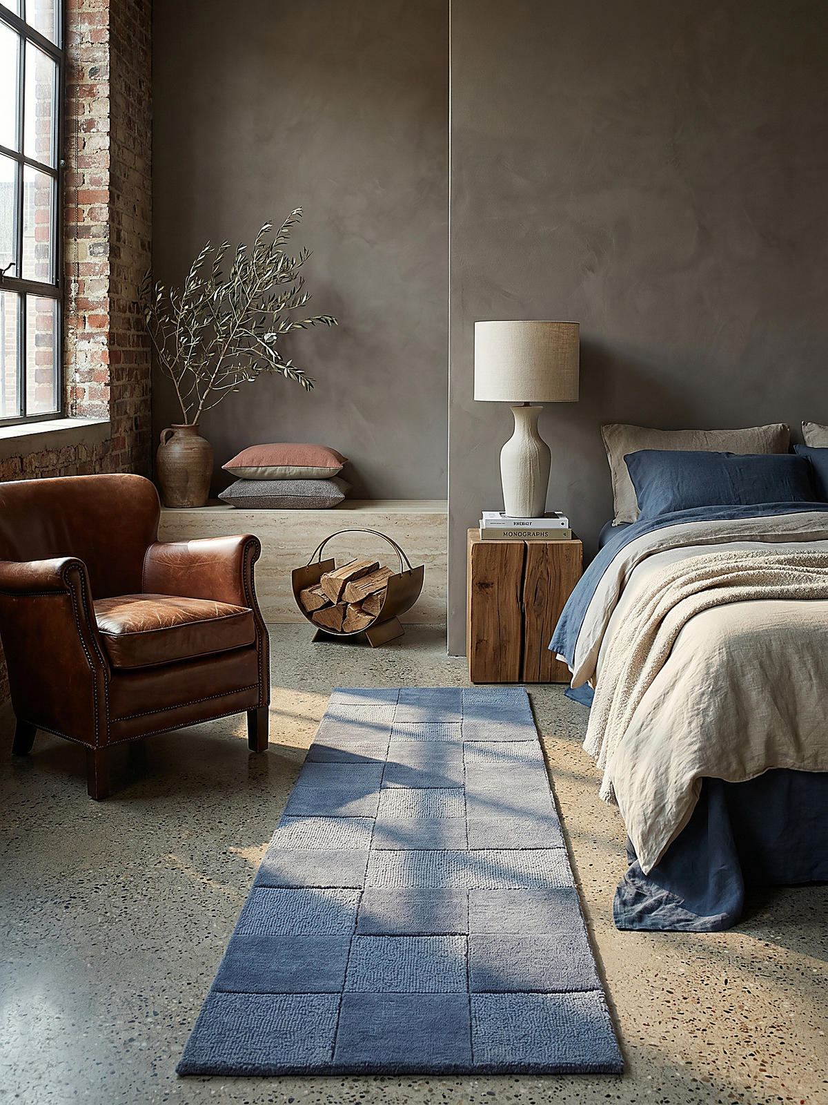 TEPPICHLÄUFER DEBEN, mit Schachbrettmuster, Blau, 60 x 230 cm - Blau, Textil (230/60cm) - KADIMA DESIGN