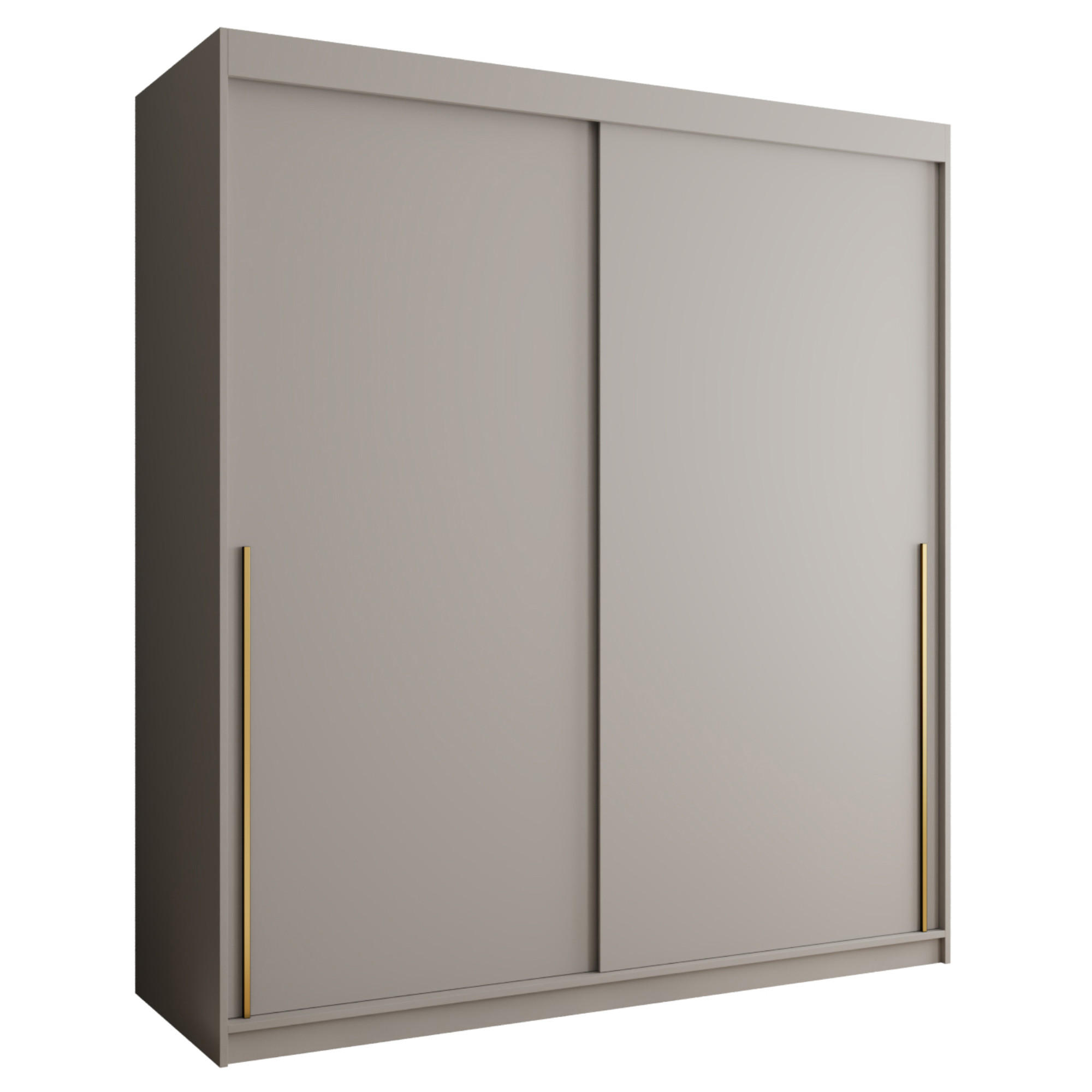 SCHIEBETÜRENSCHRANK 180 cm Breite Kaschmir mit goldenem Griff - Kaschmir/Goldfarben, Holzwerkstoff (180/200/62cm) - Home Collective