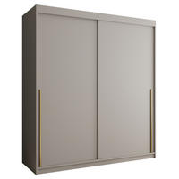SCHIEBETÜRENSCHRANK 180 cm Breite Kaschmir mit goldenem Griff - Kaschmir/Goldfarben, Holzwerkstoff (180/200/62cm) - Home Collective