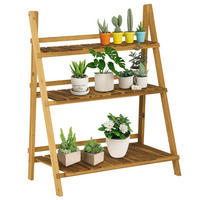 BLUMENTREPPE DE-12126 3-stufig, klappbar, pyramidale Form Braun - Braun, Holz (37/93/80cm) - ComfortXL