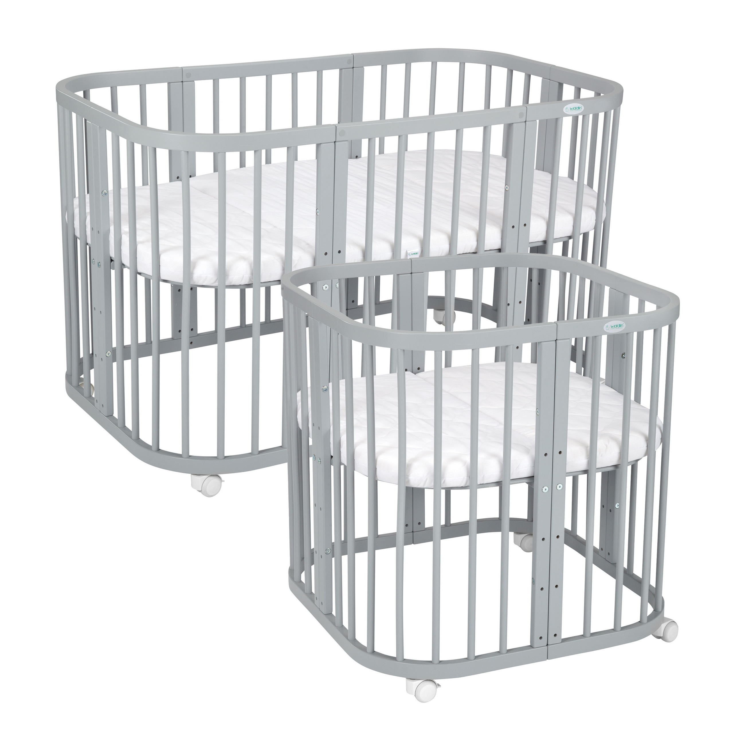 BABYBETT GREY, 7in1 mit Matratze - Grau, Holz (73/123cm) - waldin