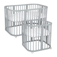 BABYBETT GREY, 7in1 mit Matratze - Grau, Holz (73/123cm) - waldin