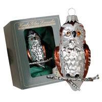 CHRISTBAUMSCHMUCK Mick die Kleine Eule Braun 8cm (Glas / 1 Stk.) - Braun, Glas (5/8/4cm)