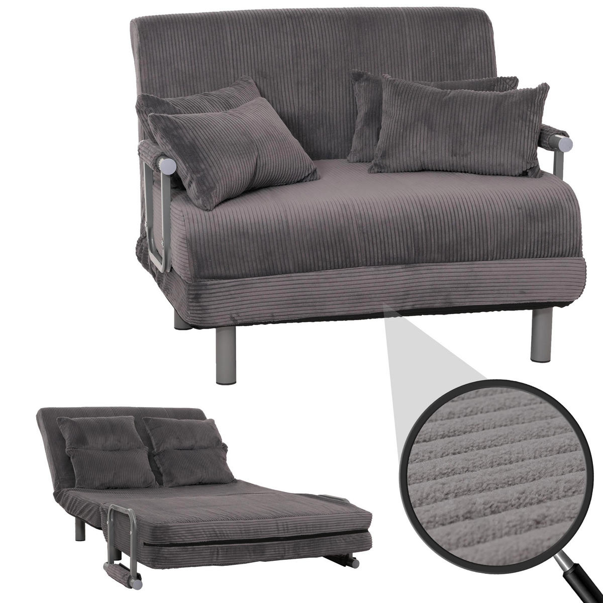 SCHLAFSESSEL Anthrazit - Anthrazit, Textil (105/80/190cm) - MCW