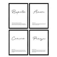 POSTER Set mit 4 Wortdefinitionen für Paare Fond Jahrgang A3 Rahmenlos - Klar, Papier (29.7/3cm) - Nacnic