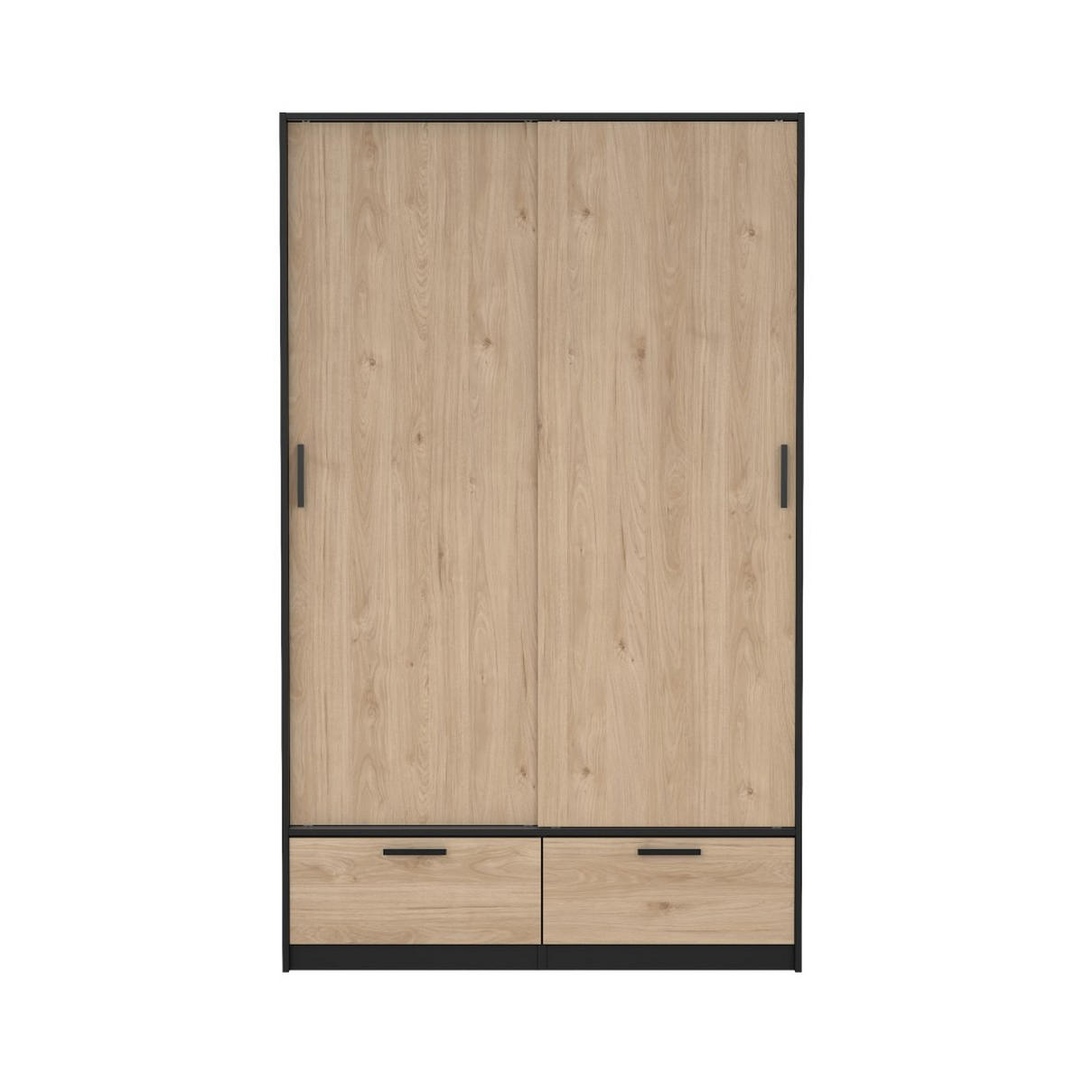 KLEIDERSCHRANK, Line, Nussbaum / Schwarz, Holzwerkstoff / Metall / Kunststoff, 122 x 61 x 201 cm - Nussbaumfarben/Schwarz, Holzwerkstoff/Metall (122/201/61cm) - ebuy24