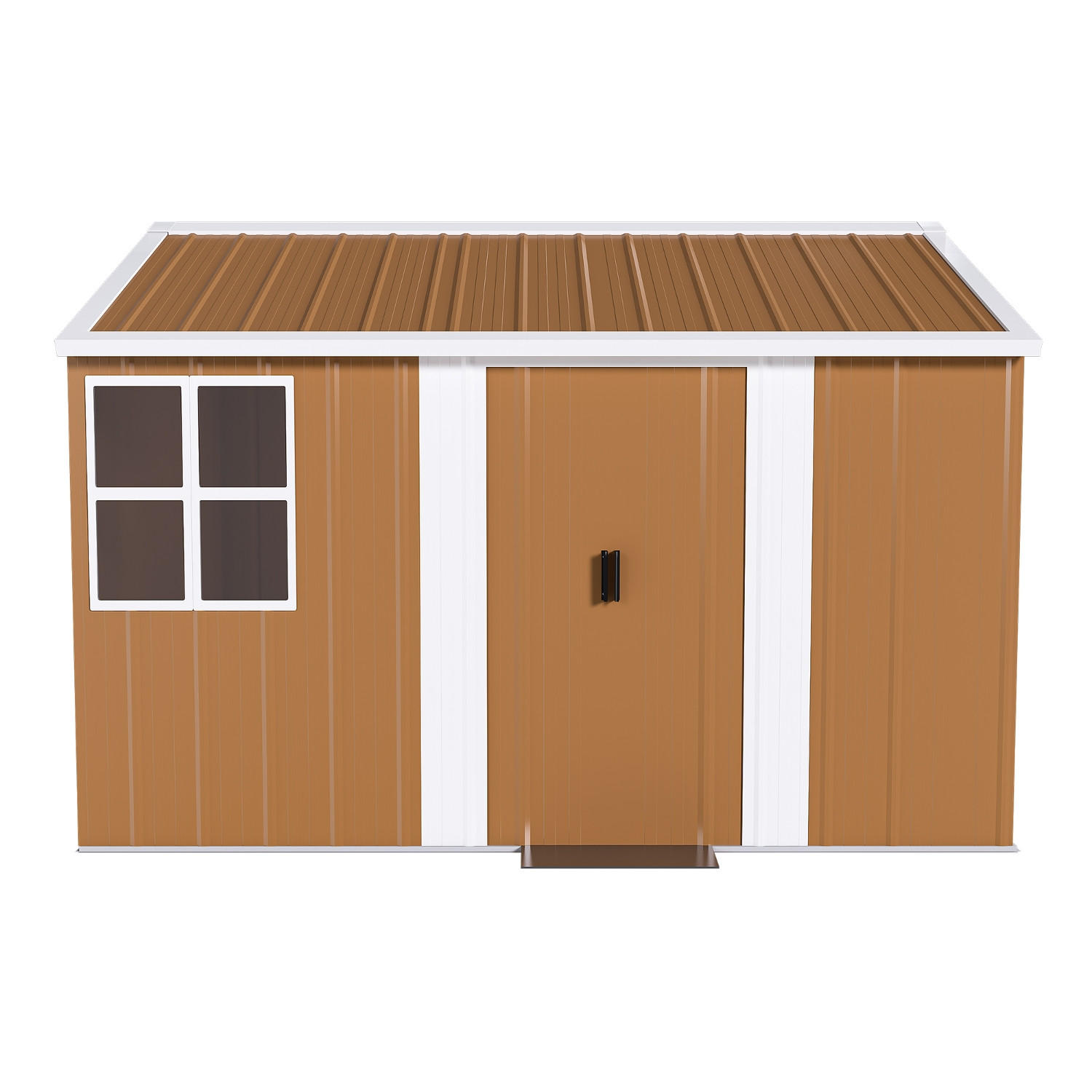 GERÄTEHAUS 300/240/194 cm Braun mit Fenstern, verschließbarer Tür und Belüftung, ohne Boden - Braun, Metall (240/194/300cm) - Oxeza