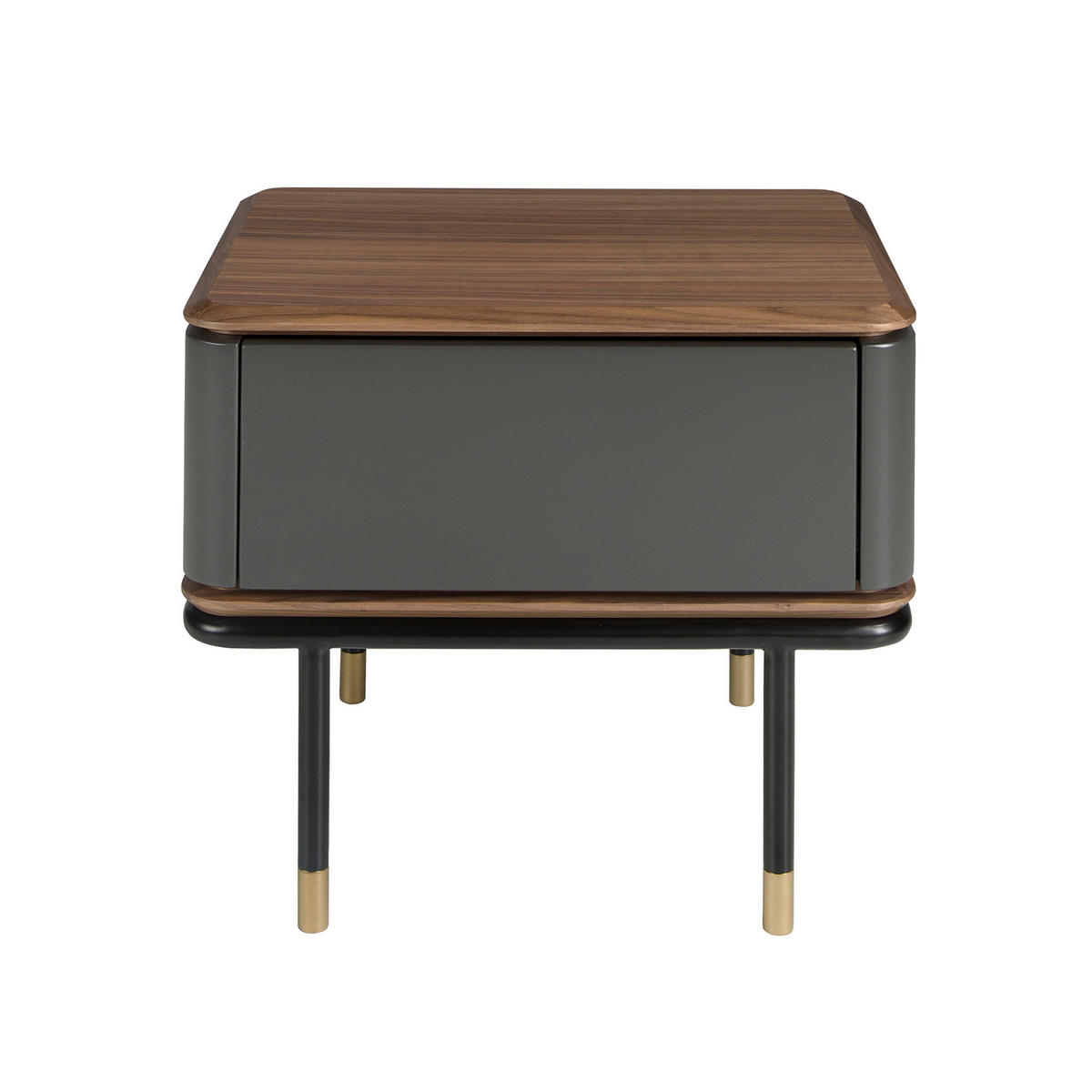 NACHTSCHRANK Rechteckig Dunkelgrau Walnuss Gold 60/45/50 - Dunkelgrau, Holzwerkstoff (60/50/45cm) - ANGEL CERDA