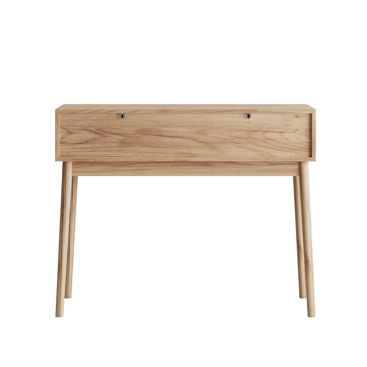 SCHMINKTISCH Moderner 100 cm Eiche Natur & Massivholz – Frisiertisch mit 2 Wellen-Schubladen im Mid-Century-Stil - Eichefarben, Holzwerkstoff (100/80/35cm) - Urban Meuble