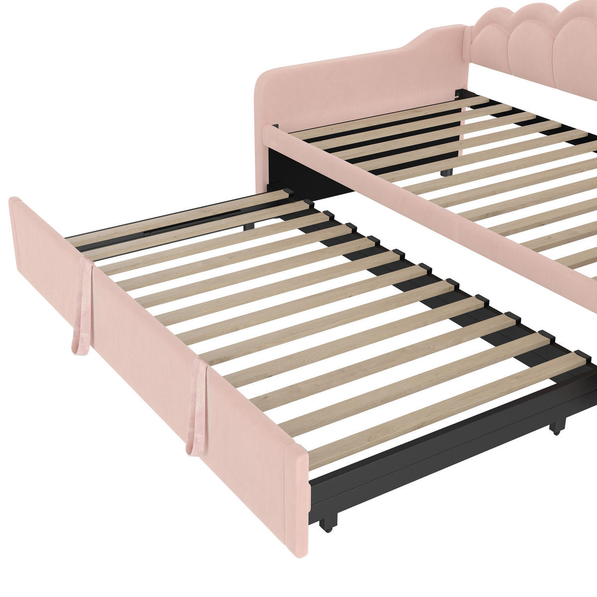 SCHLAFSOFA 90/200 cm & 90/200 cm in Rosa Samt mit Ausziehbett und LED - Rosa, Holzwerkstoff/Textil (90/200cm) - WISHDOR