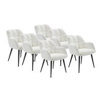 STUHL mit Armlehnen 6er-Set - Bouclé-Stoff & Metall - Weiß - PEGA - Schwarz/Weiß, Textil (58.5/78/62cm) - Pascal Morabito