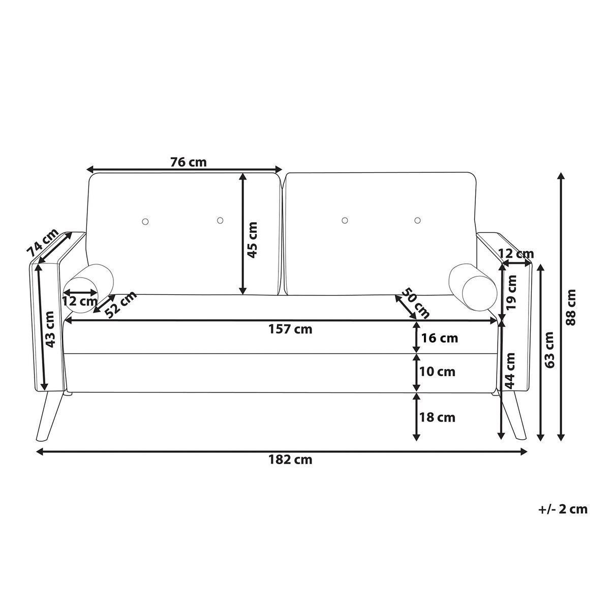 2-SITZER-SOFA Teddy-Optik cremeweiß Kalmar - Hellbraun/Weiß, Textil (182/88/74cm) - Beliani
