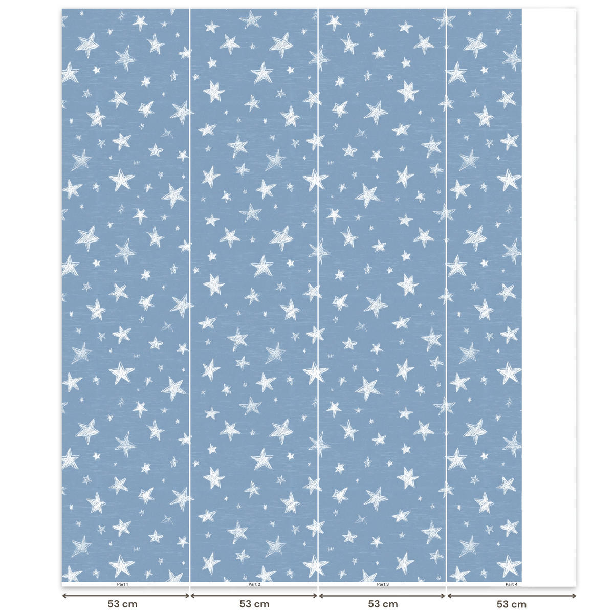 KINDERTAPETE - Sterne - Muster - Blau - 180x220 cm - Hellblau, Papier (180/220cm) - OnlyWow