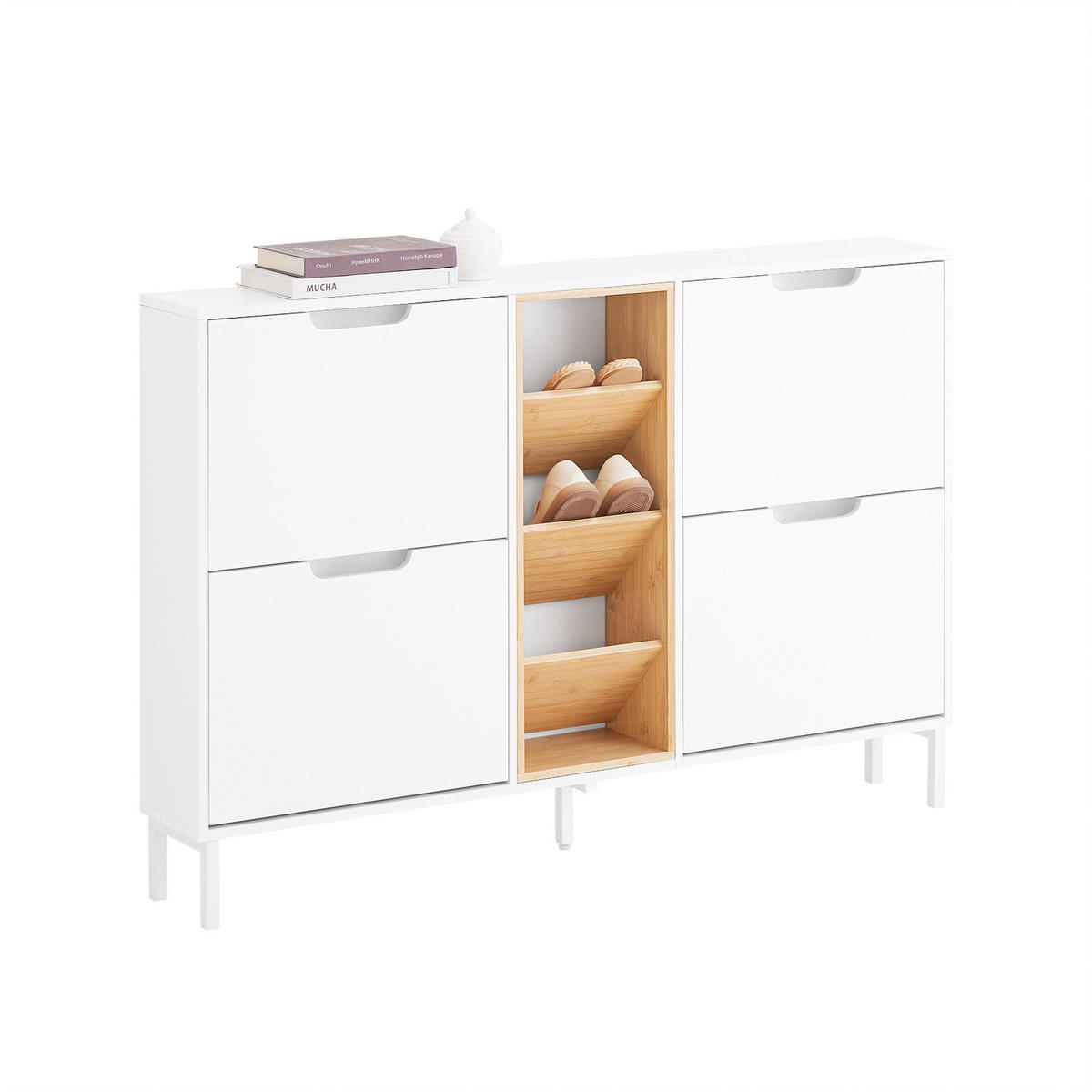SCHUHSCHRANK Weiß-Natur - Weiß/Naturfarben, Holz/Holzwerkstoff (126/85/19cm) - SoBuy
