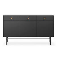 SIDEBOARD Divenos Schwarz 155 cm - Goldfarben/Schwarz, Holzwerkstoff/Metall (155/89.4/39cm) - Selsey