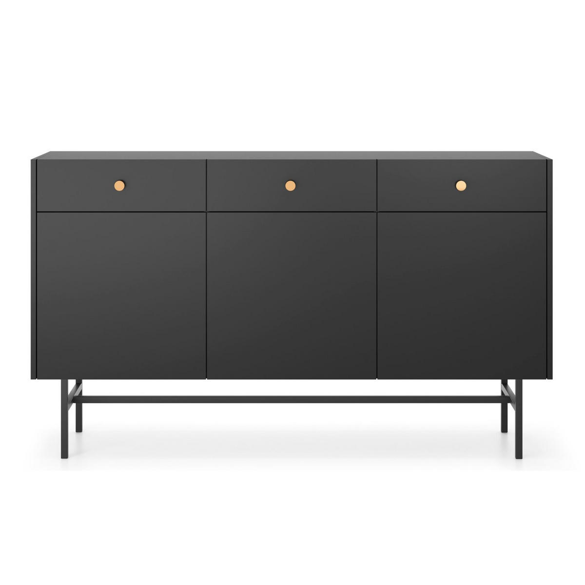 SIDEBOARD Divenos Schwarz 155 cm - Goldfarben/Schwarz, Holzwerkstoff/Metall (155/89.4/39cm) - Selsey