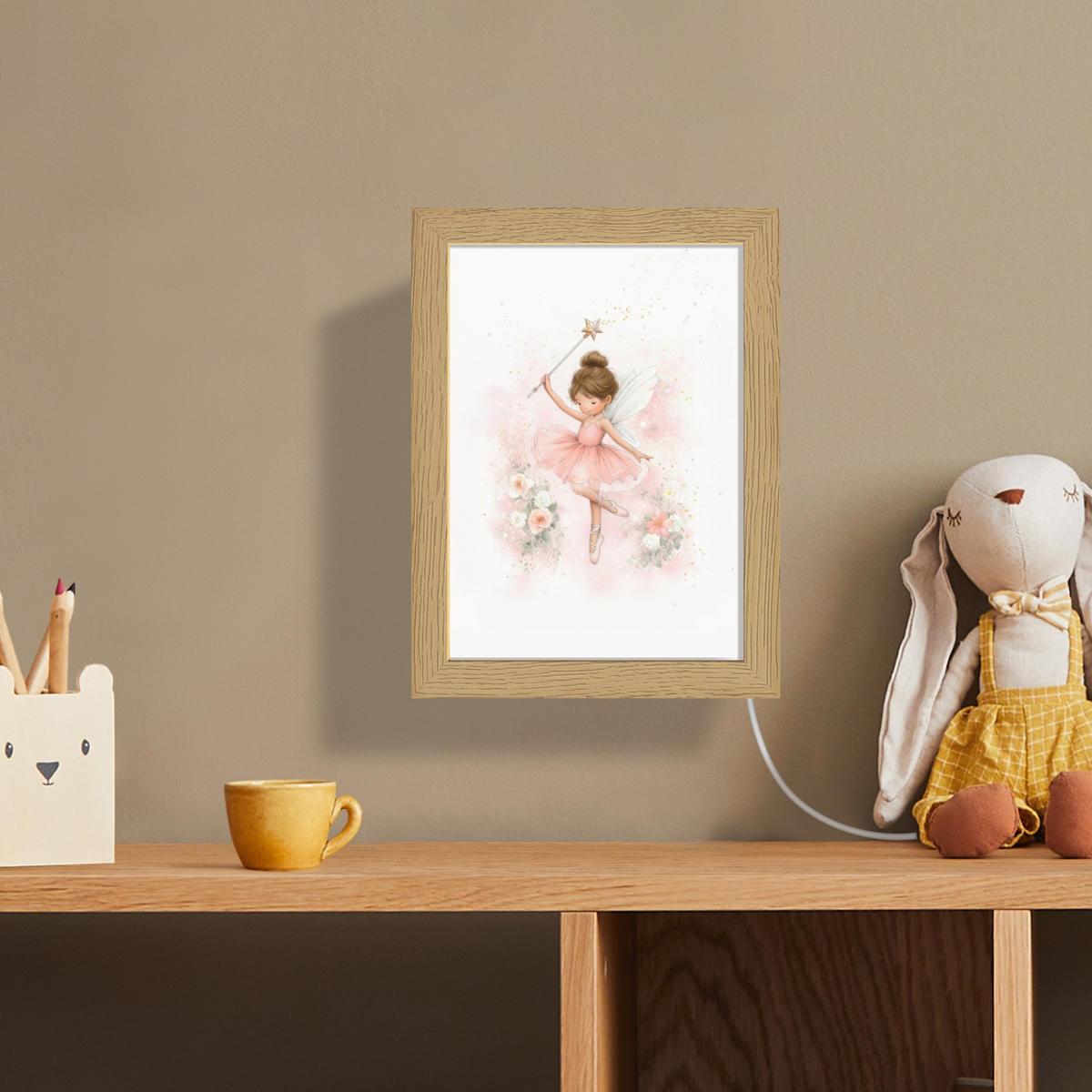 NÁSTĚNNÁ LAMPA Baletka - Víla - Květiny - Růžová 15x20 cm - růžová, kompozitní dřevo (15/20/8cm) - OnlyWow