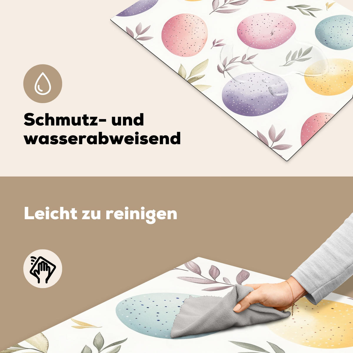 HERDABDECKPLATTE Eier - Bunt - Muster Herdabdeckung Induktionsfeld 75x52 cm - Weiß, Kunststoff (75/52/0.2cm) - MuchoWow