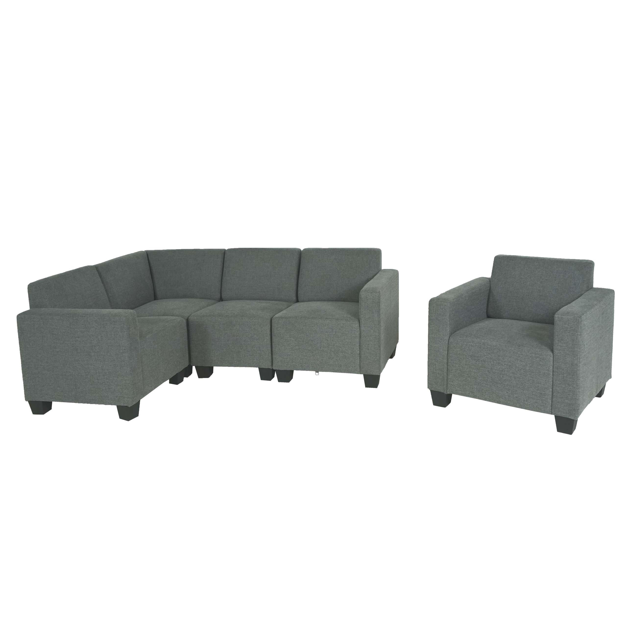 SOFA-SYSTEM Grau - Grau, Textil (214/76/142cm) - MCW
