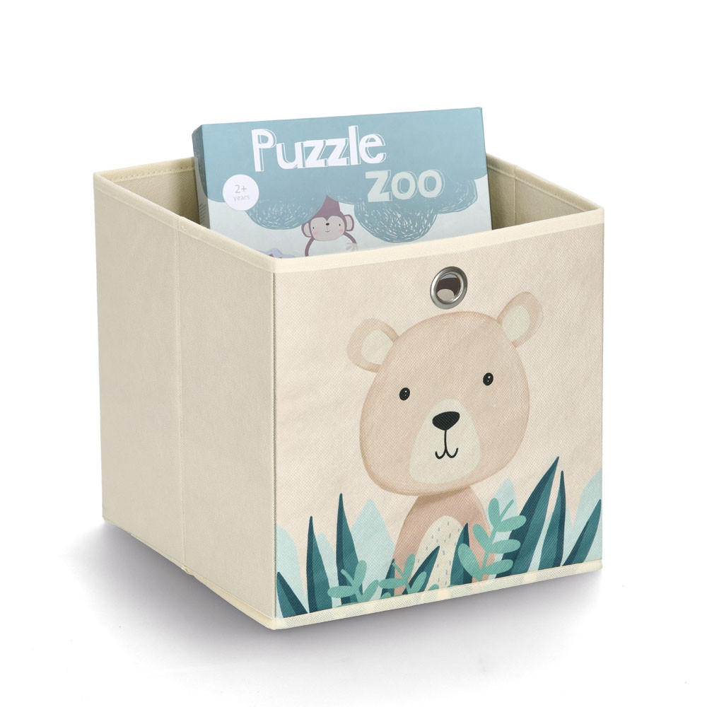 AUFBEWAHRUNGSBOX Bär, Vlies - Beige - Türkis/Beige, Textil (28/28cm) - Zeller Present