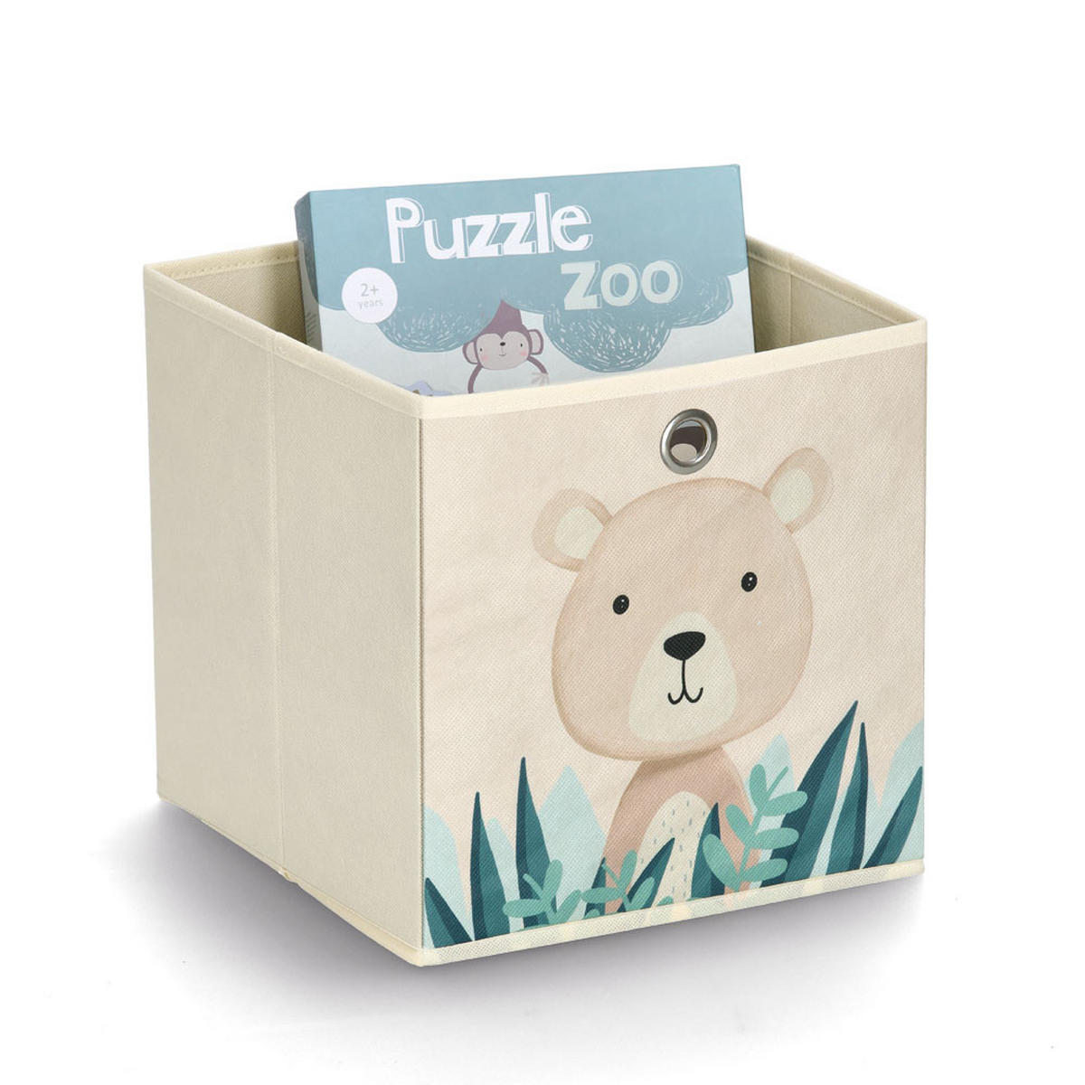 AUFBEWAHRUNGSBOX Bär, Vlies - Beige - Türkis/Beige, Textil (28/28cm) - Zeller Present
