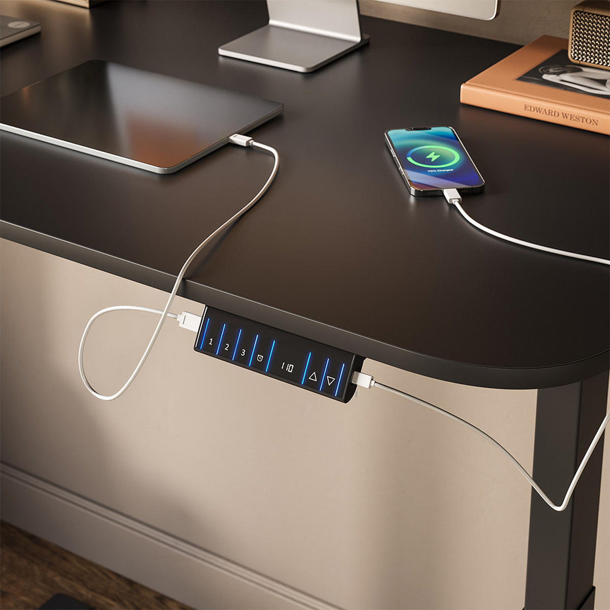 PSACÍ STŮL Elevate Černá/Antracitová - černá/antracitová, kompozitní dřevo (60/120/120cm) - Vicco