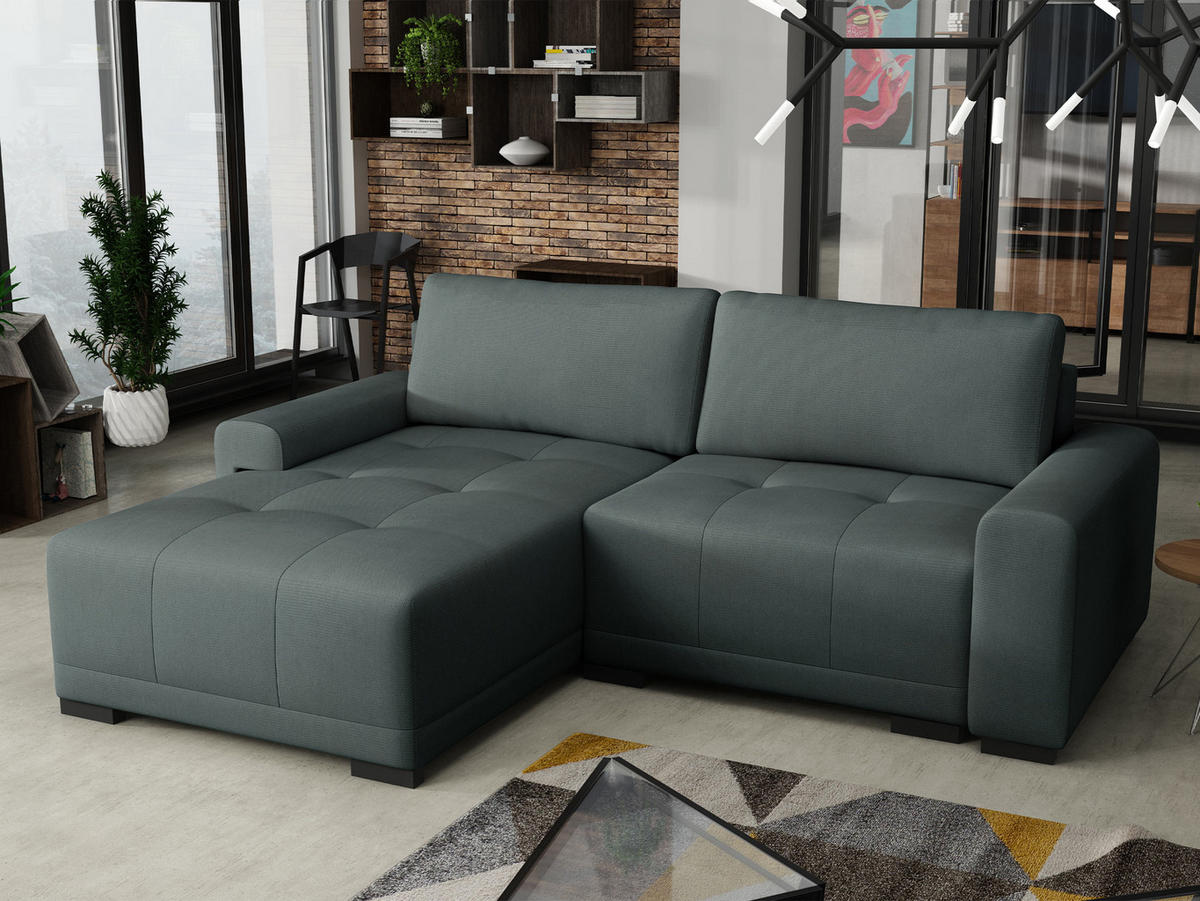 ECKSOFA Milton - Schwarz/Graphitfarben, Holz/Textil (237/180cm) - MIRJAN24