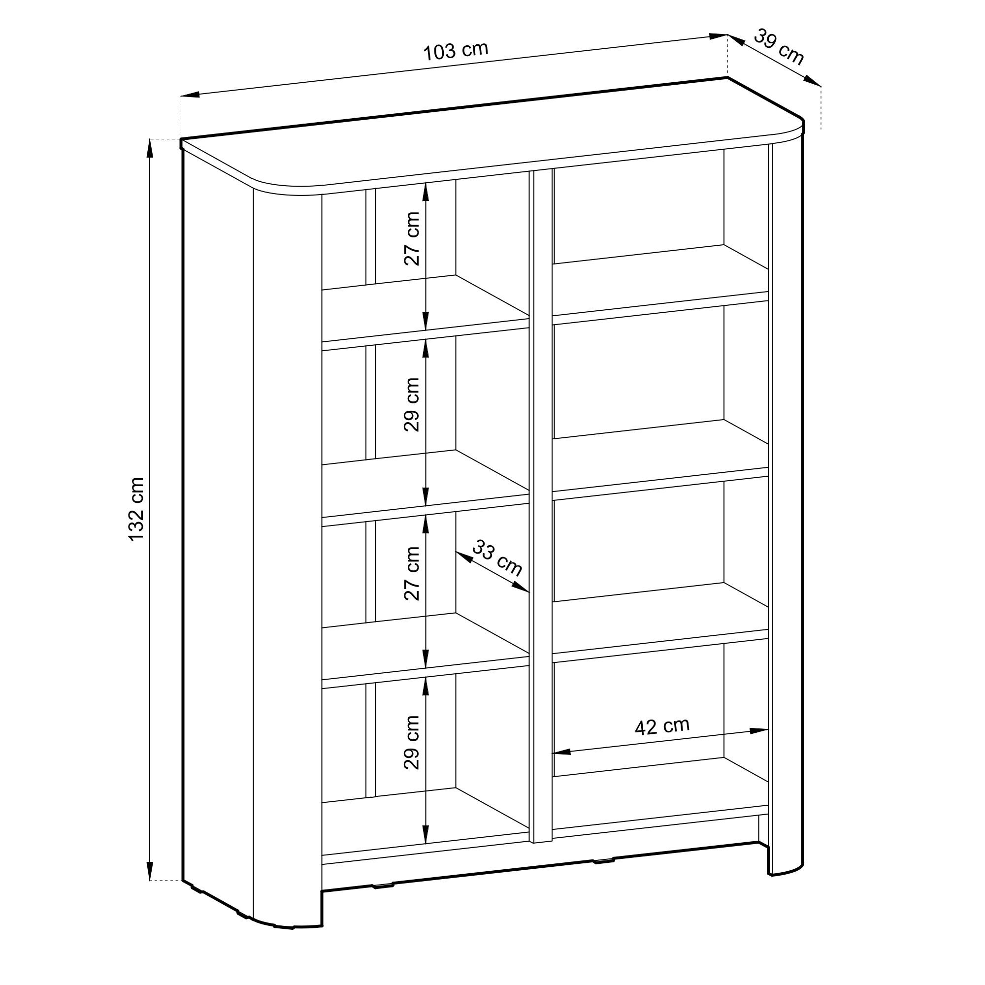 Thumbnail - Komodee Sideboard, Eiche, Kunststoff, 5 Fächer, 103x132x39 cm, Wohnzimmer, Kommoden & Sideboards, Sideboards