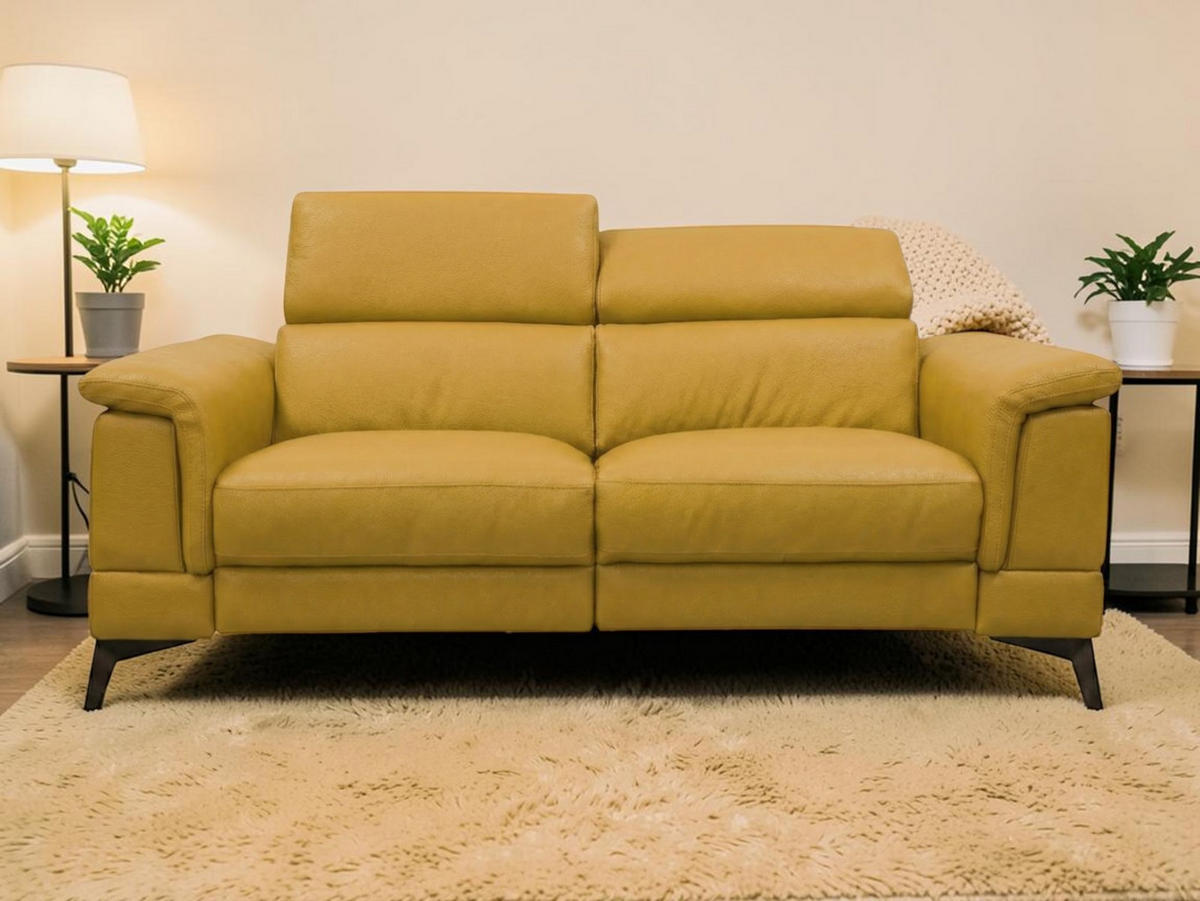 3-SITZER Sofa Planet Echtleder Senfgelb - Gelb, Leder/Metall (200/80/110cm)