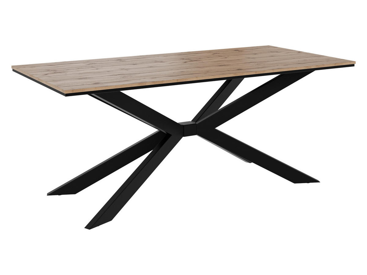 ESSTISCH Flora - Eiche Wotan/Schwarz, Holzwerkstoff/Metall (90/190/74cm) - MIRJAN24