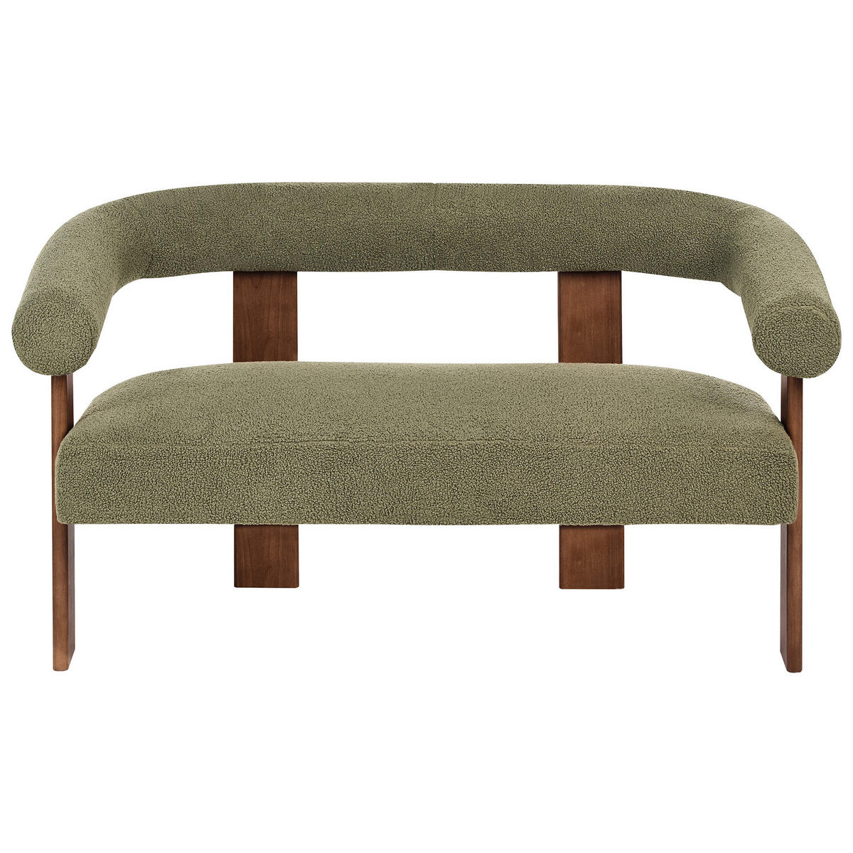 2-SITZER-SOFA Bouclé Grün/Dunkelbraun Ilbro - Braun/Grün, Textil (138/76/68cm) - Beliani